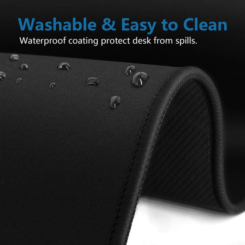 TONOS Large Mouse Pad- 31x12 in. XL Mousepad with Stitched Edges  Ultra-Smooth Mouse Mat & Non-Slip Rubber Base  Waterproof Full Desk Keyboard Mat for Gamer  Office & Home  Black - Image 5